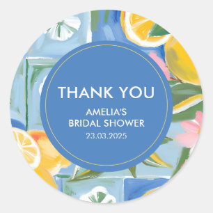 Adesivo Redondo Chá de noiva de verão mediterrâneo La dolce vita