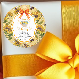 Adesivo Redondo Chá de Noiva Dela Encontrou Seu Mel  