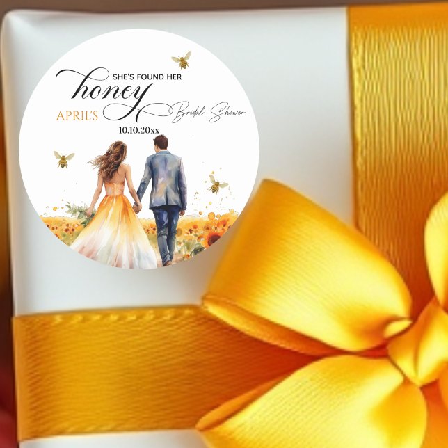 Adesivo Redondo Chá de Noiva Dela Encontrou Seu Mel  (Criador carregado)