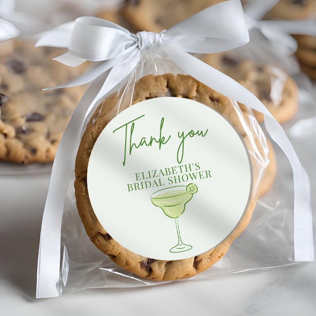 Adesivo Redondo Chá de Noiva Desenhado à Mão Retro Margs & Matrimô (Criador carregado)