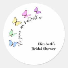 Adesivo Redondo Chá de Noiva Ele Me Dá Borboletas no Estômago