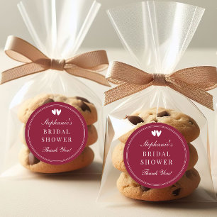 Adesivo Redondo Chá de Noiva Elegante em Vermelho Borgonha para o 