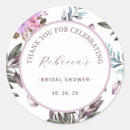 Adesivo Redondo Chá de Noiva Elegante Floral Obrigado 