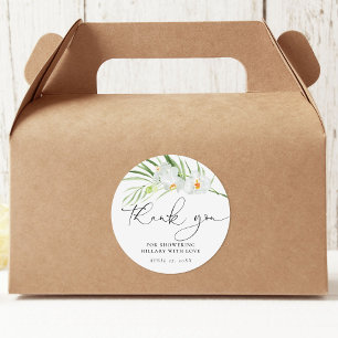 Adesivo Redondo Chá de Noiva Elegante Orquídea Branca