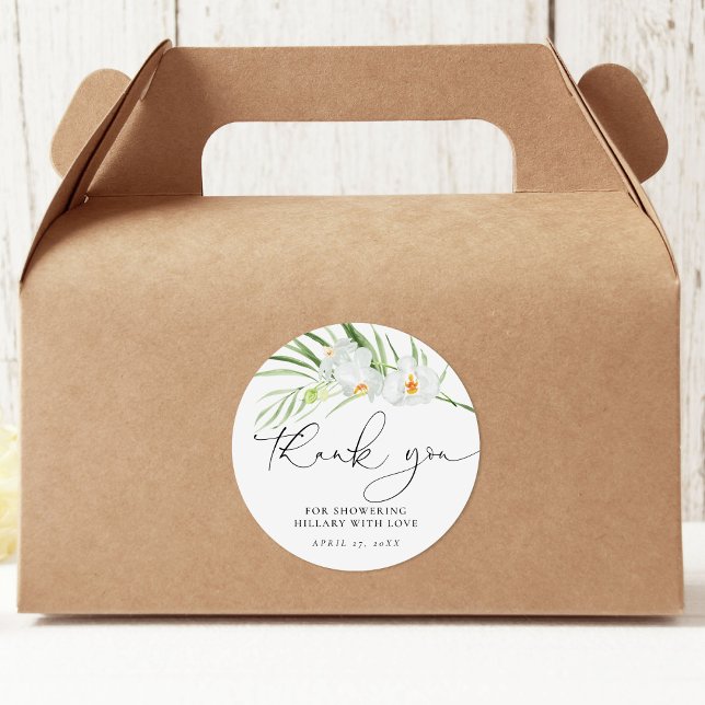 Adesivo Redondo Chá de Noiva Elegante Orquídea Branca (Criador carregado)