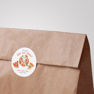 Adesivo Redondo Chá de Noiva Fatia de Pizza e Amor Italiano