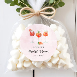 Adesivo Redondo Chá de Noiva Festa de Cocktail com Aquarela