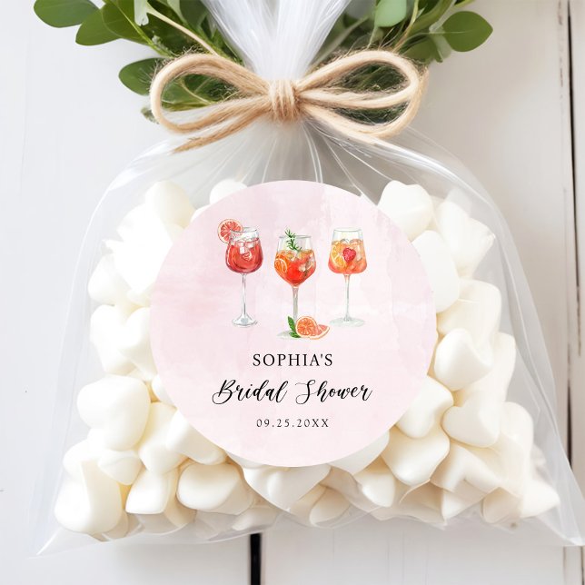 Adesivo Redondo Chá de Noiva Festa de Cocktail com Aquarela (Criador carregado)