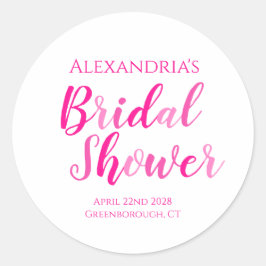 Adesivo Redondo Chá de Noiva Festa Moderna Rosa Choque