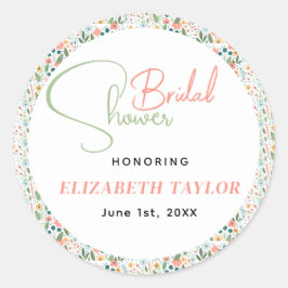 Adesivo Redondo Chá de Noiva Flor Retro Fofo 