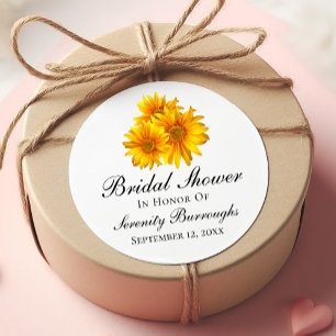 Adesivo Redondo Chá de Noiva Floral Amarelo Girassol Country