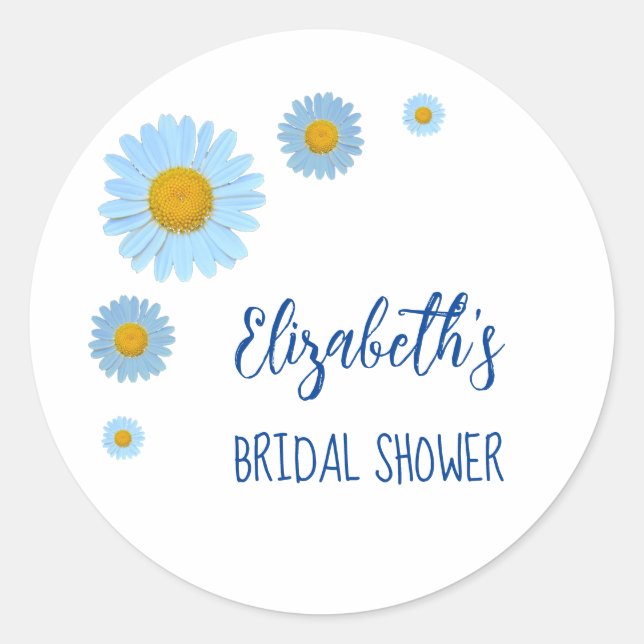 Adesivo Redondo Chá de Noiva Floral Blue Daisies (Frente)