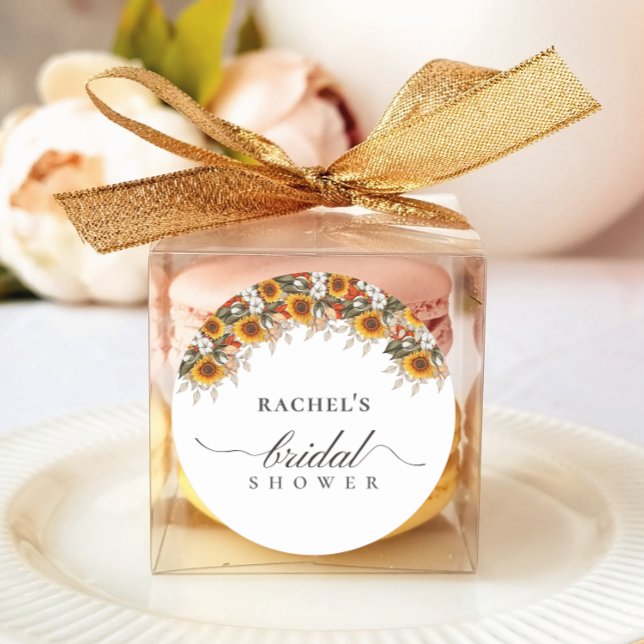 Adesivo Redondo Chá de Noiva Floral Boho Chic Elegante (Elegant Floral Boho Chic Bridal Shower Classic Round Sticker by Creative Design)