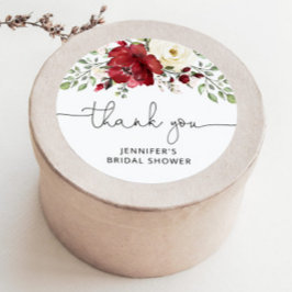 Adesivo Redondo Chá de noiva floral burgundy