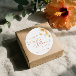 Adesivo Redondo Chá de Noiva Floral Cítrico Elegante