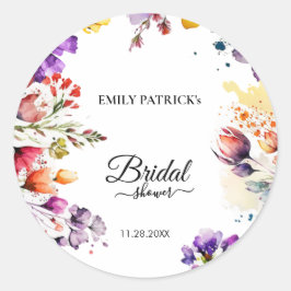 Adesivo Redondo Chá de noiva floral colorido