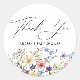 Adesivo Redondo Chá de Noiva Floral de Flores Silvestres Coloridas