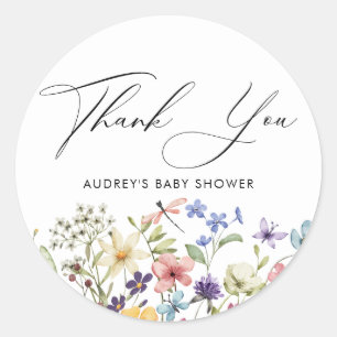 Adesivo Redondo Chá de Noiva Floral de Flores Silvestres Coloridas