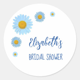 Adesivo Redondo Chá de Noiva Floral de Margaridas Azuis
