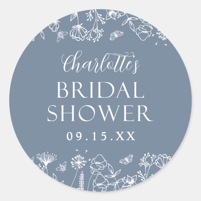 Adesivo Redondo Chá de Noiva Floral Elegante (Frente)
