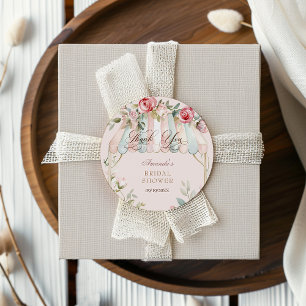 Adesivo Redondo Chá de Noiva Floral Elegante Aquarela