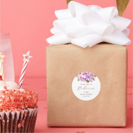 Adesivo Redondo Chá de Noiva Floral Elegante Obrigado