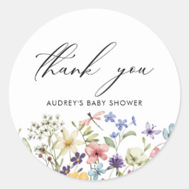 Adesivo Redondo Chá de Noiva Floral Moderno de Flores Silvestres C