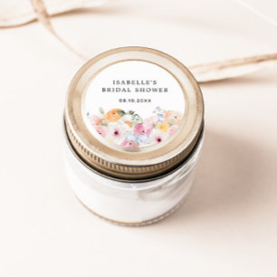 Adesivo Redondo Chá de Noiva Floral Pastel Colorido