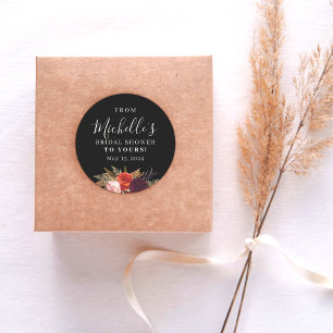 Adesivo Redondo Chá de Noiva Floral Preto