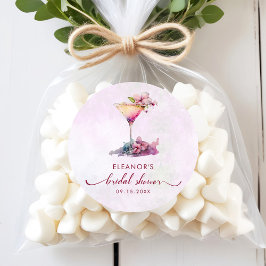 Adesivo Redondo Chá de Noiva Floral Rosa