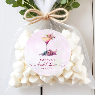 Adesivo Redondo Chá de Noiva Floral Rosa