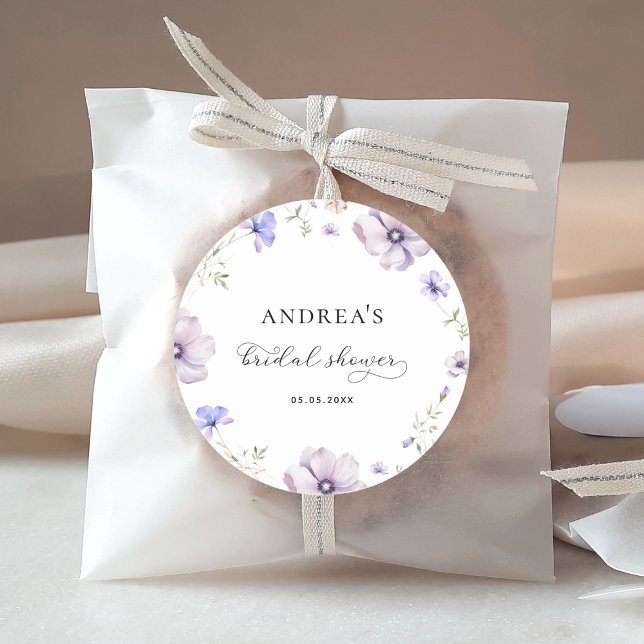 Adesivo Redondo Chá de Noiva Floral Roxo Violeta Lavanda Primavera (Criador carregado)