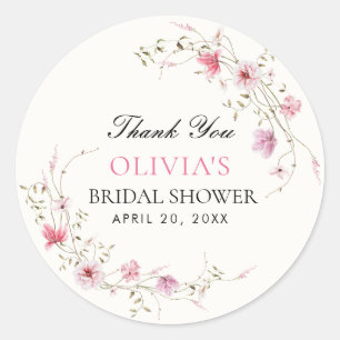 Adesivo Redondo Chá de Noiva Floral Vida de Borboletas