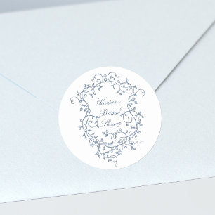 Adesivo Redondo Chá de Noiva Francês Vitoriano Elegante Azul