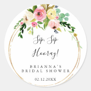 Adesivo Redondo Chá de Noiva Geométrico Dourado de Outono Sip Sip 