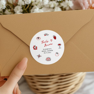 Adesivo Redondo Chá de Noiva Italiano That's Amore Desenhado à Mão