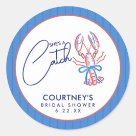 Adesivo Redondo Chá de Noiva Lagosta Costeira She's A Catch