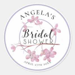 Adesivo Redondo Chá de Noiva Lavanda Rosa Lilás Florido