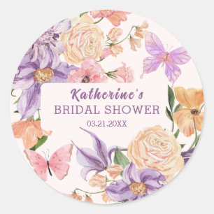 Adesivo Redondo Chá de Noiva Lindas Flores Me Dão Borboletas no Es