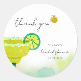 Adesivo Redondo Chá de Noiva Margarita em Aquarela Tequila Lima