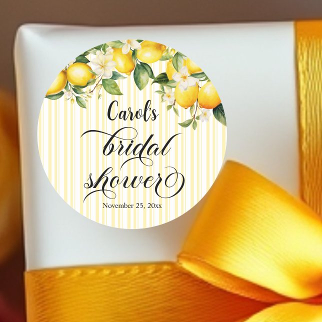 Adesivo Redondo Chá de Noiva Mediterrâneo de Verão Galho de Limão (Criador carregado)