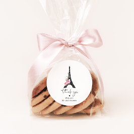 Adesivo Redondo Chá de noiva minimalista com tema da torre eiffel 