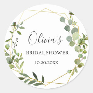 Adesivo Redondo Chá de Noiva Moderno com Moldura Geométrica de Euc