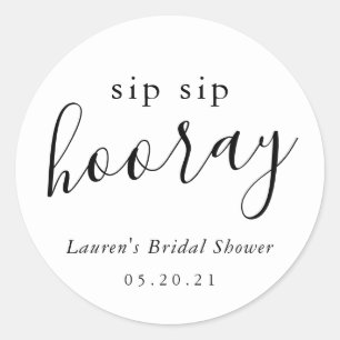 Adesivo Redondo Chá de Noiva Moderno Preto e Branco Sip Sip Hooray
