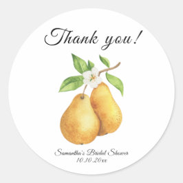 Adesivo Redondo Chá de Noiva Obrigada pela Perfeita Pera em Aquare