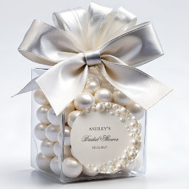 Adesivo Redondo Chá de Noiva Pérolas Pastéis Elegantes