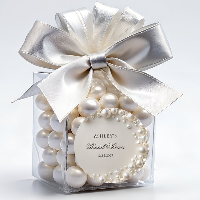 Adesivo Redondo Chá de Noiva Pérolas Pastéis Elegantes (Criador carregado)