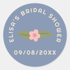 Adesivo Redondo Chá de Noiva Personalizado Floral Retro Boho Diver