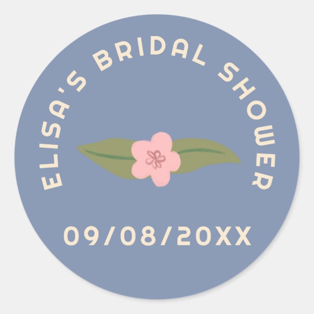 Adesivo Redondo Chá de Noiva Personalizado Floral Retro Boho Diver (Frente)