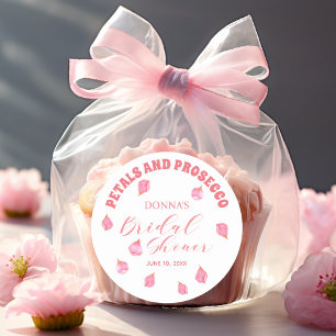 Adesivo Redondo Chá de Noiva Pétalas e Prosecco Blush
